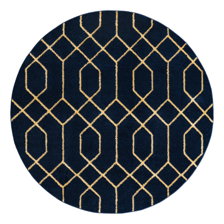 Glam Navy Blue Gold Area Rug