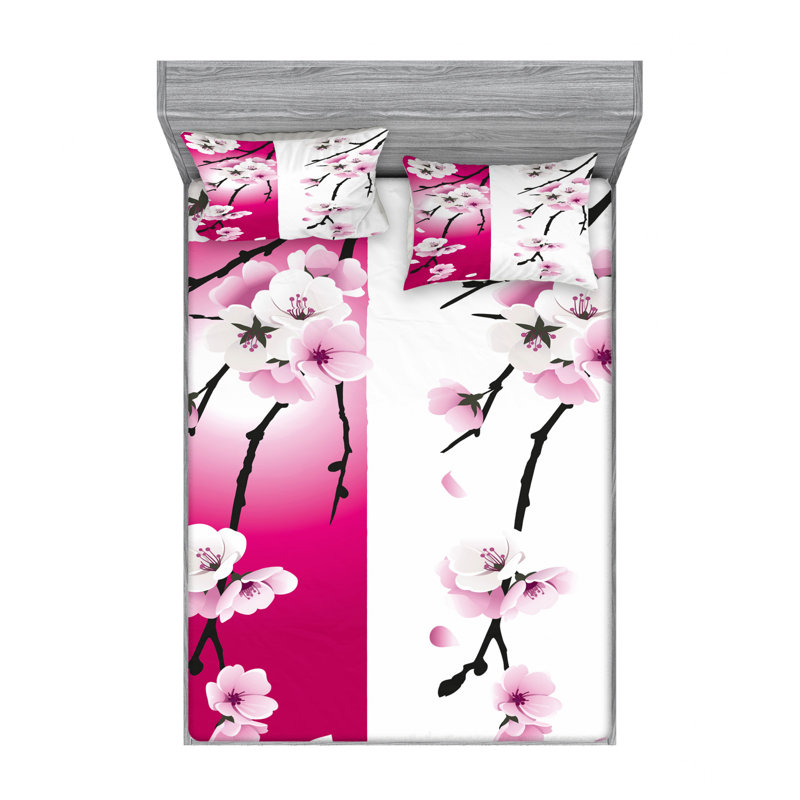 Ensemble de draps d’abricots sur différents tôles à fleurs, Ensemble de draps pour lit double avec un drap-hou