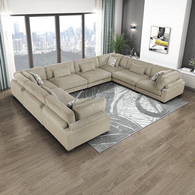 Subair 180"W Modern Microfiber Modular Sectional Sofa by Latitude Run