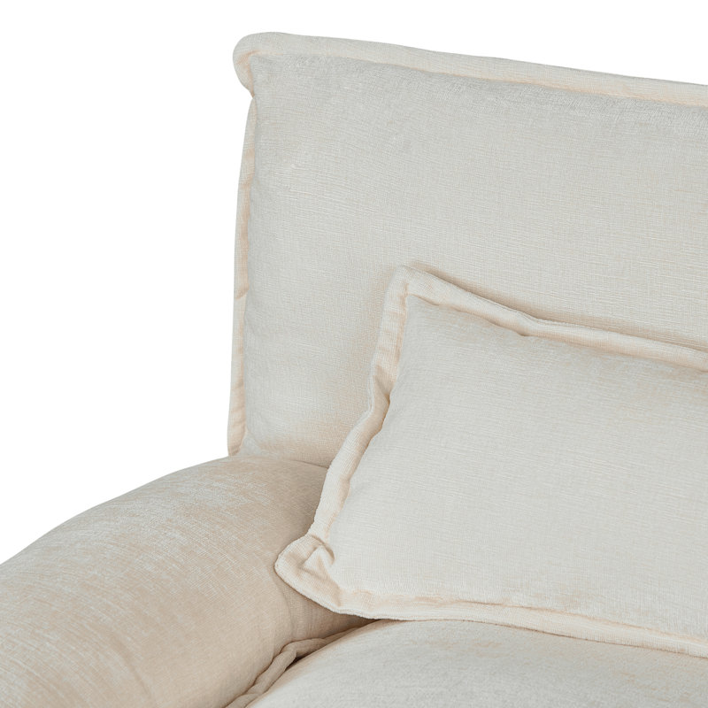 Canapé modulaire en chenille avec 2 repose-pieds et coussins Elijah, Chenille beige
