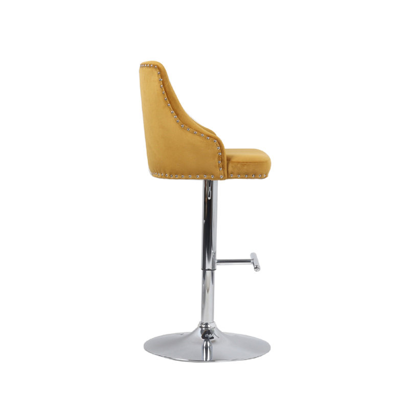 Pari Swivel Upholstered Adjustable Height Counter Stool with Metal Frame, Mustard