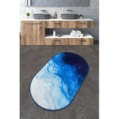 Tapis de bain antidérapant de luxe, 1 pièce, 23,6 po x 47,2 po | 100% polyester, 700 g / m², hauteur du velours: 0,4 pouce, hauteur de l'éponge: 0,2 pouce | Imprimé numérique, pois dessous, lavable à la machine à 86 ° F | Doux et durable pour le confort de la salle de bain