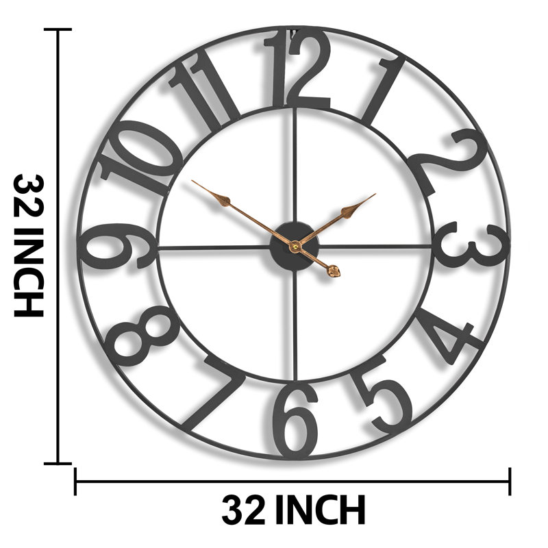 Grande horloge murale 32 po, Noir