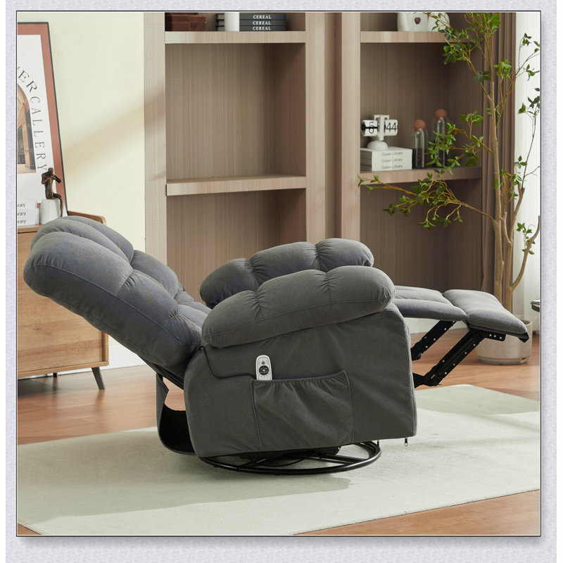 Fauteuil inclinable pivotant surdimensionné à massage avec vibrateur, chauffage et port USB pour un confort et une détente ultimes