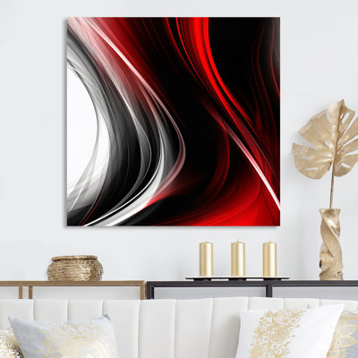 Rouge, rouge, infini ondulations II - art mural abstrait en vagues modernes