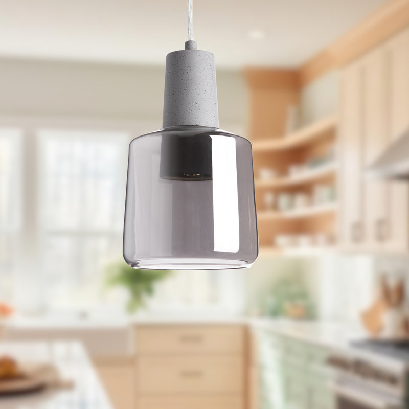1 - Light LED Single Pendant, Gray, Smoke Gray