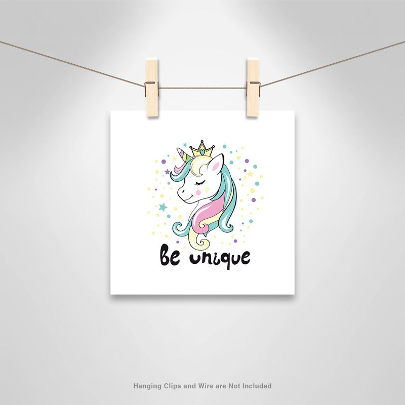 «Be Unique», impression sur papier licorne, H 10 po x l 10 po x P 1 po, Papier