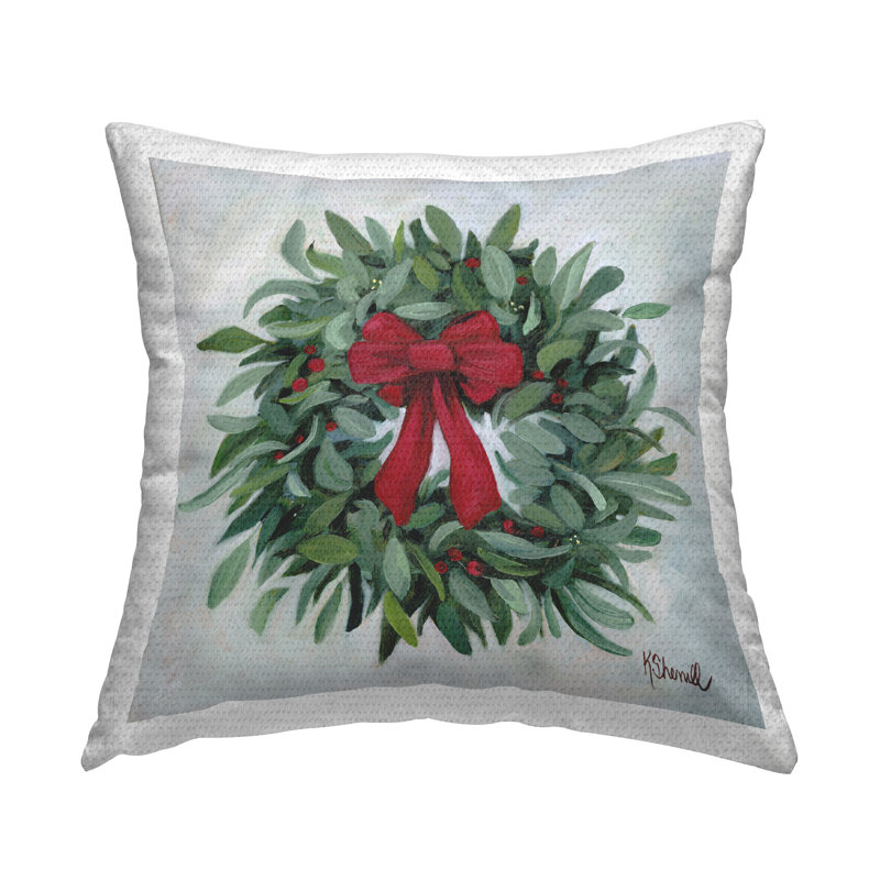 Coussin d'extérieur à imprimé couronne traditionnelle des fêtes par Kate Sherrill