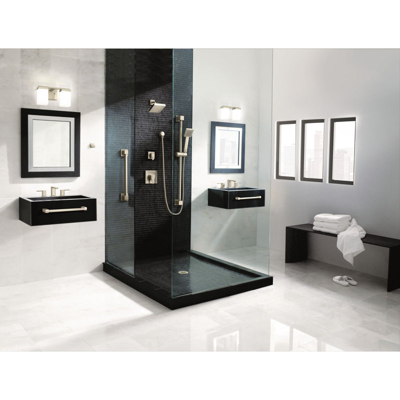 Robinet de salle de bain surdimensionné à 90 degrés avec bonde, Nickel brossé