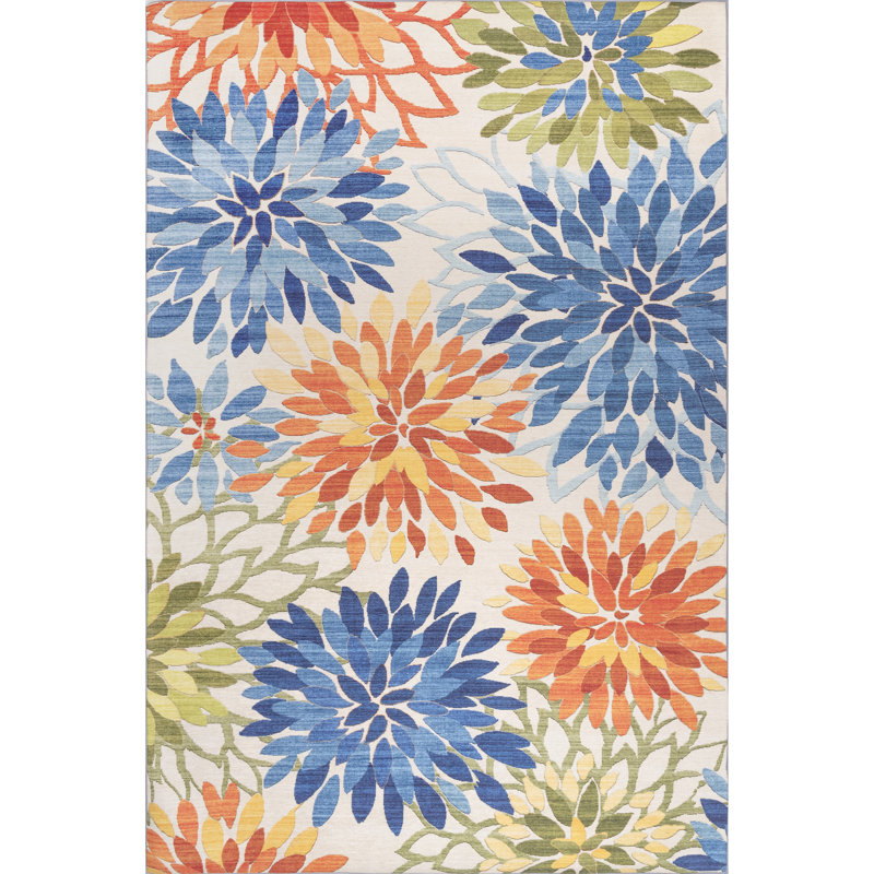 Floral Indoor / Outdoor Area Rug, Rectangle 91 x 152cm