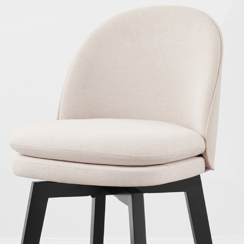 Tabouret de comptoir pivotant rembourré Mckenli, Crème, 1