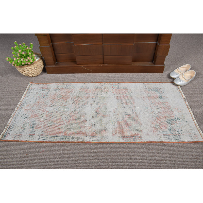 Handwoven Vintage Turkish Rug with Unique Pattern Design in Soft Pastel Colors