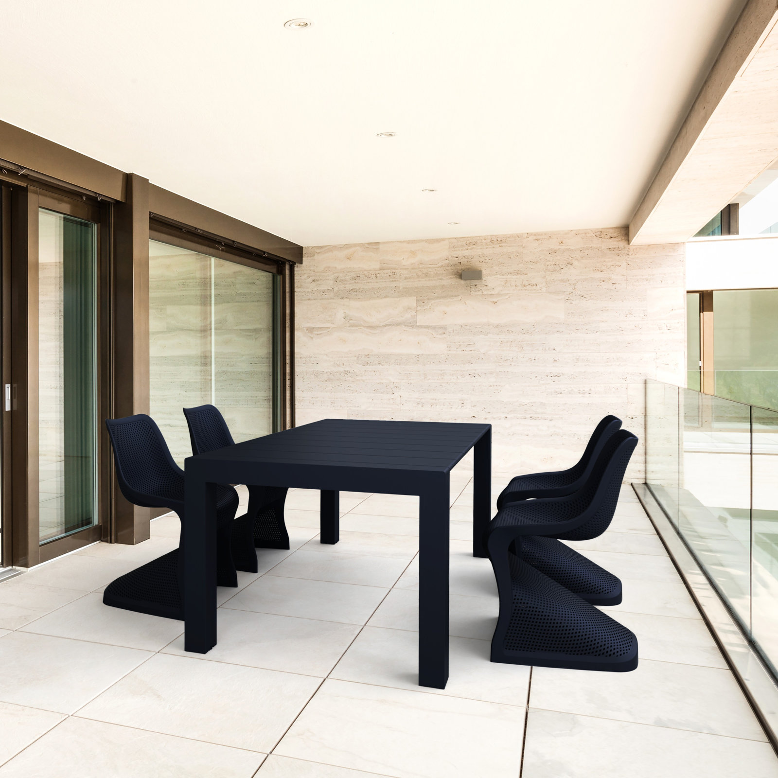 Farrah 86" Patio Dining Set, Black