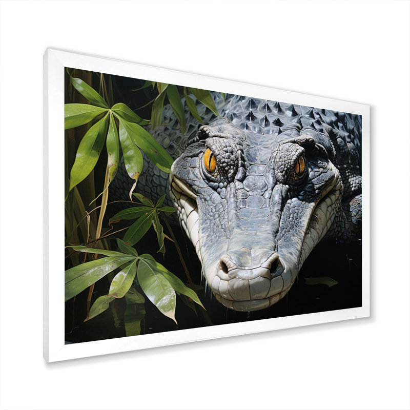 Crocodiles d'Afrique, H 24 po x l 32 po x P 1 po, Cadre photo blanc