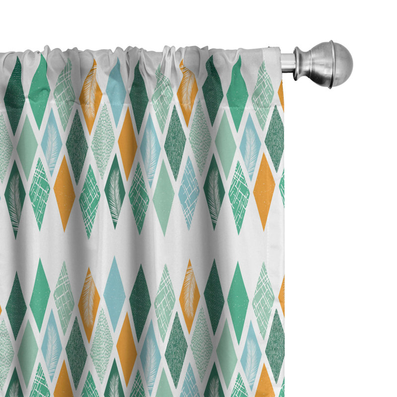 Geometric Semi-Sheer Rod Pocket Curtain Panels, 28" x 84"
