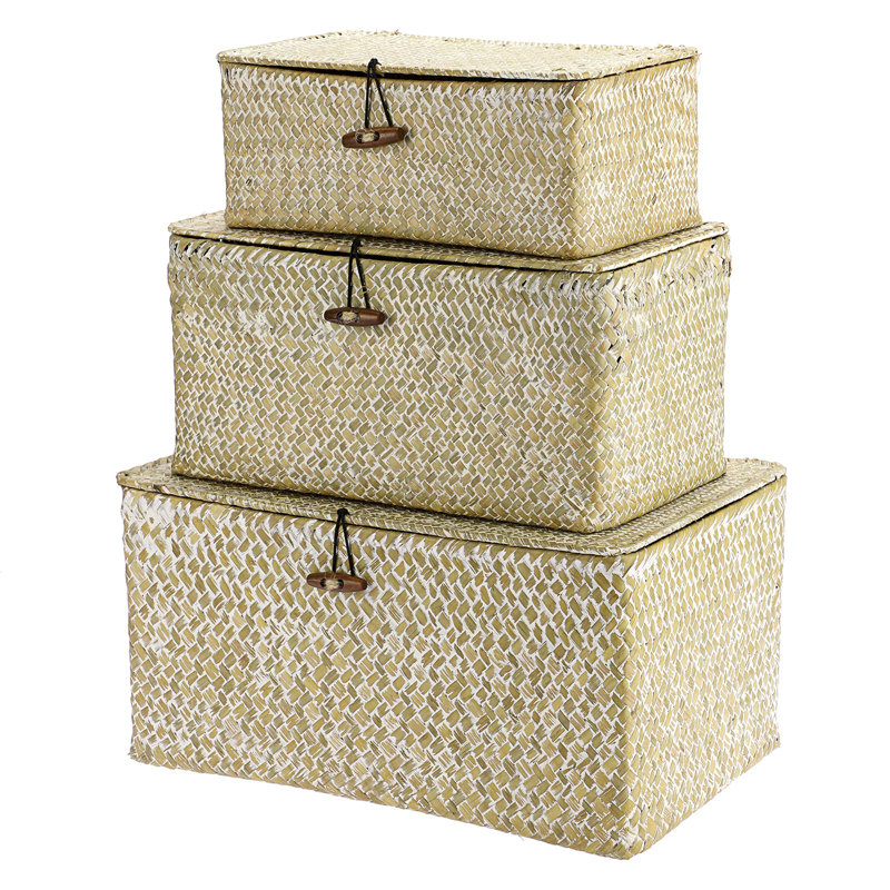 Bac de rangement Bayou Breeze Seagrass - ensemble de 3, Blanc délavé