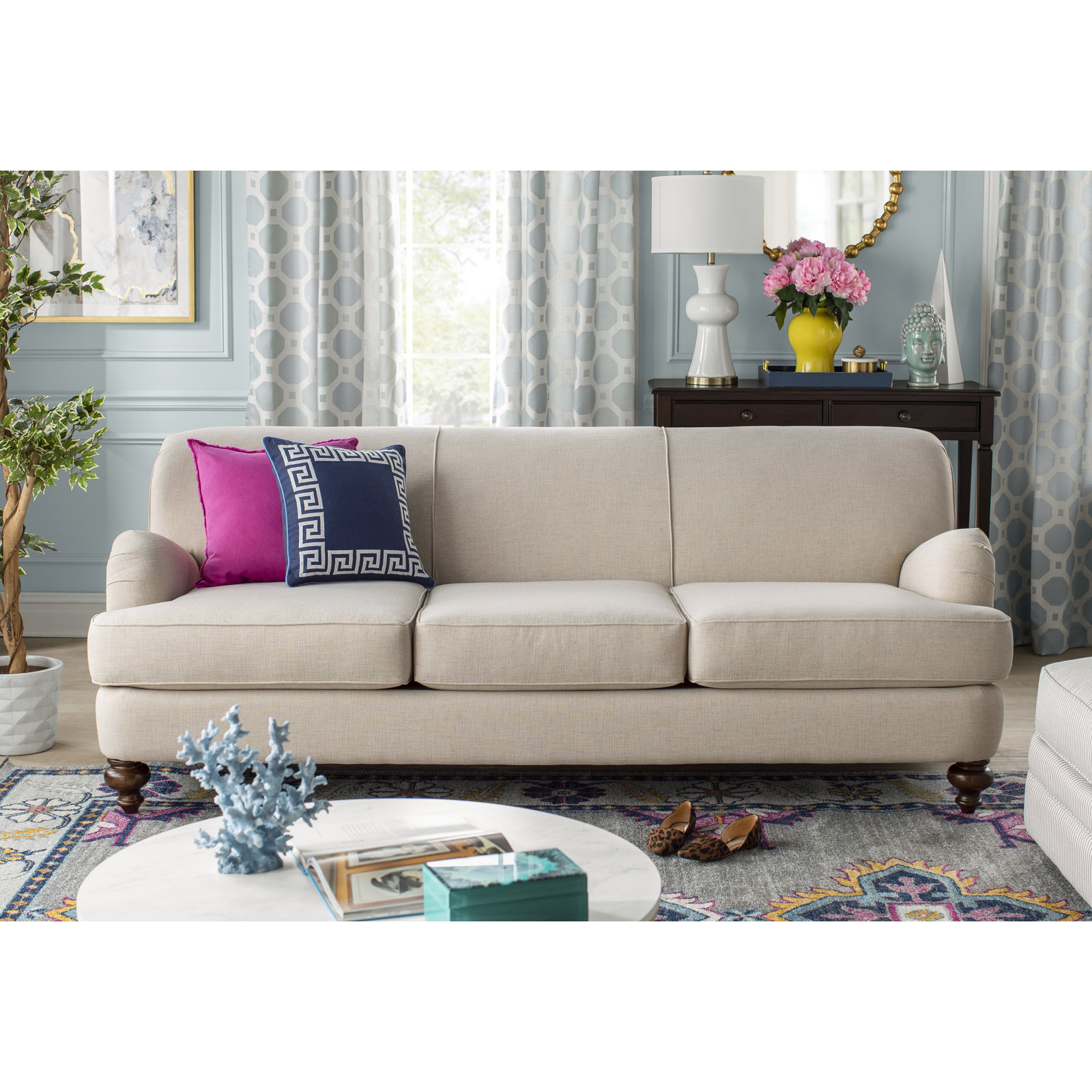 Filia 20" x 20" Linen Throw Pillow, Fuchsia