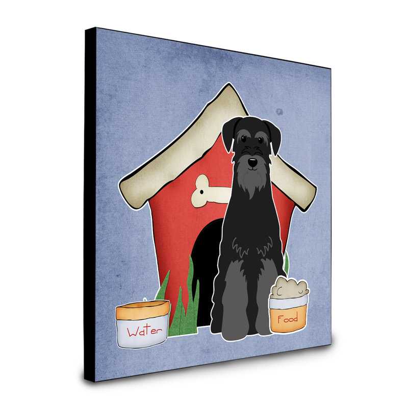 Panneau mural d’art collection dog house Scarvinia, Schnauzer noir standard