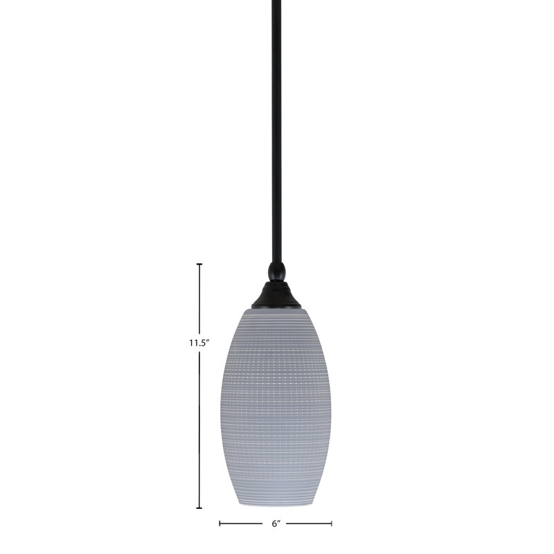 Stem Hung Mini Pendant Shown In Matte Black Finish With 5.5" Gray Matrix Glass