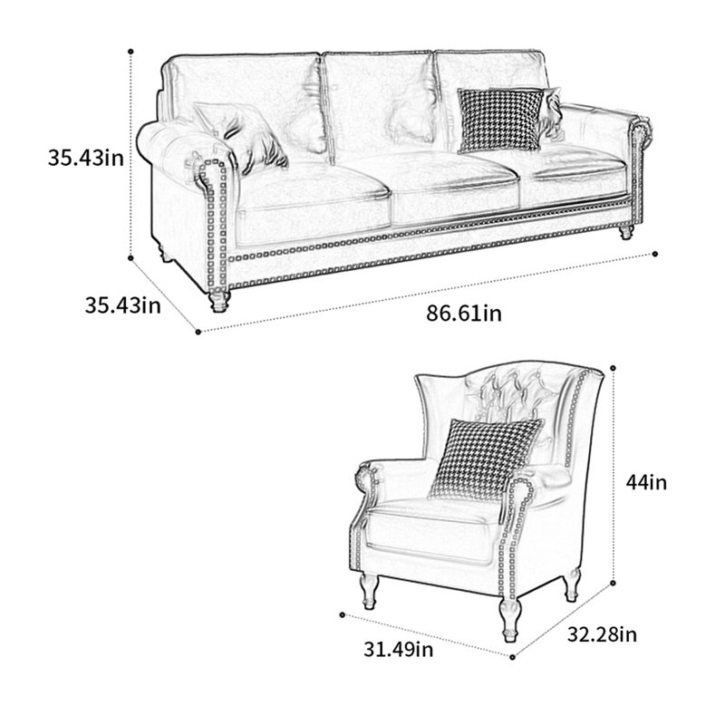American retro simple straight row sofa