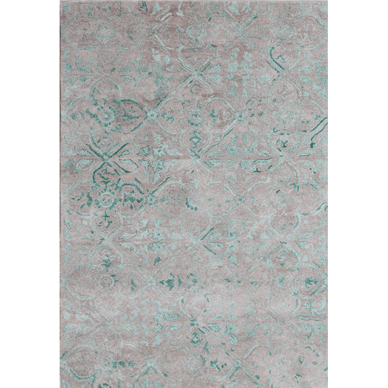 Tapis gris/vert tissé à la main Correa, Rectangle 8 pi x 11 pi