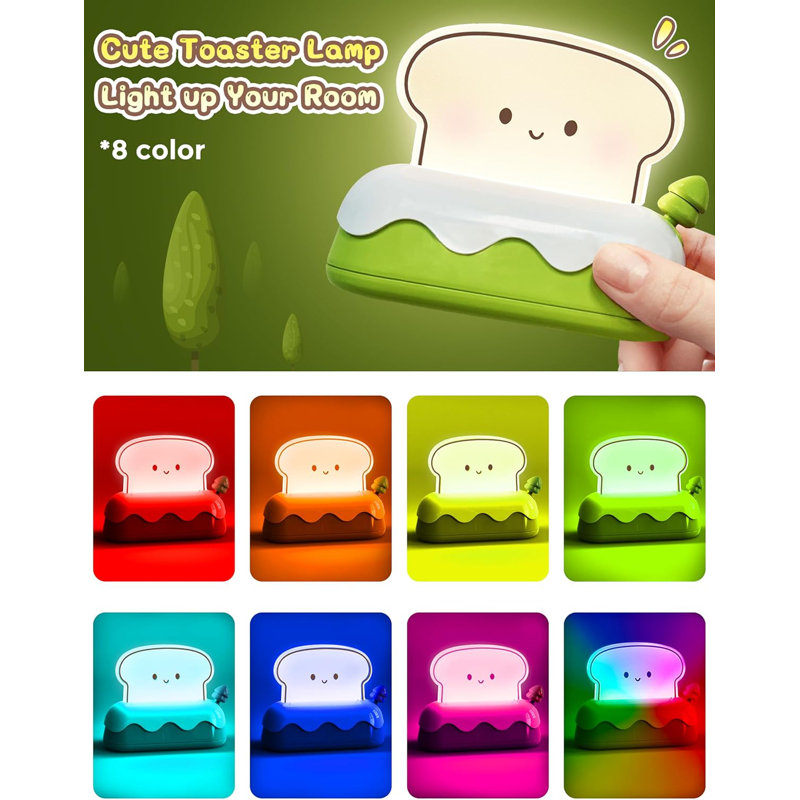 Apportez une touche de plaisir à n'importe quelle pièce avec cette jolie veilleuse grille-pain. Doté d'un visage souriant, il offre trois modes d'éclairage: une lumière chaude, une couleur unique et un mode 8 couleurs à vélo. Avec une batterie rechargeable intégrée de 2000 mah, un arrêt automatique en 15 minutes