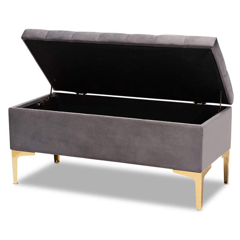 Karlesha Velvet Ottoman, Gray