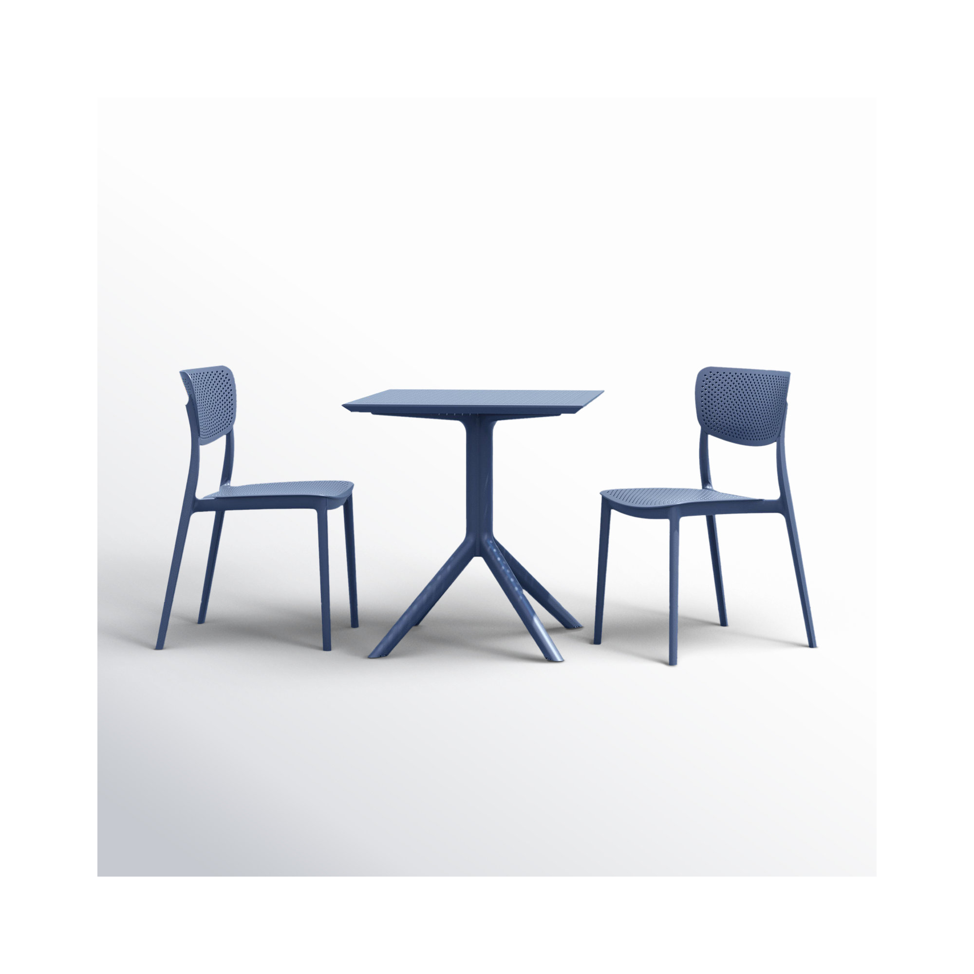 Farrah 31" Square 2-Person Bistro Set, 23.6" D x 23.6" W x 29.5" H, Dark Gray