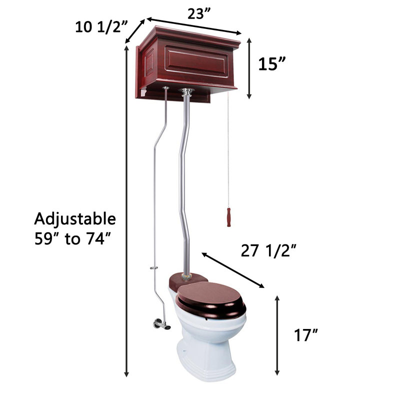 The Renovators Supply Inc. 2 Gallons GPF Elongated Chair Height Floor Mounted Two-Piece Toilet (Seat Not Included), Cherry
