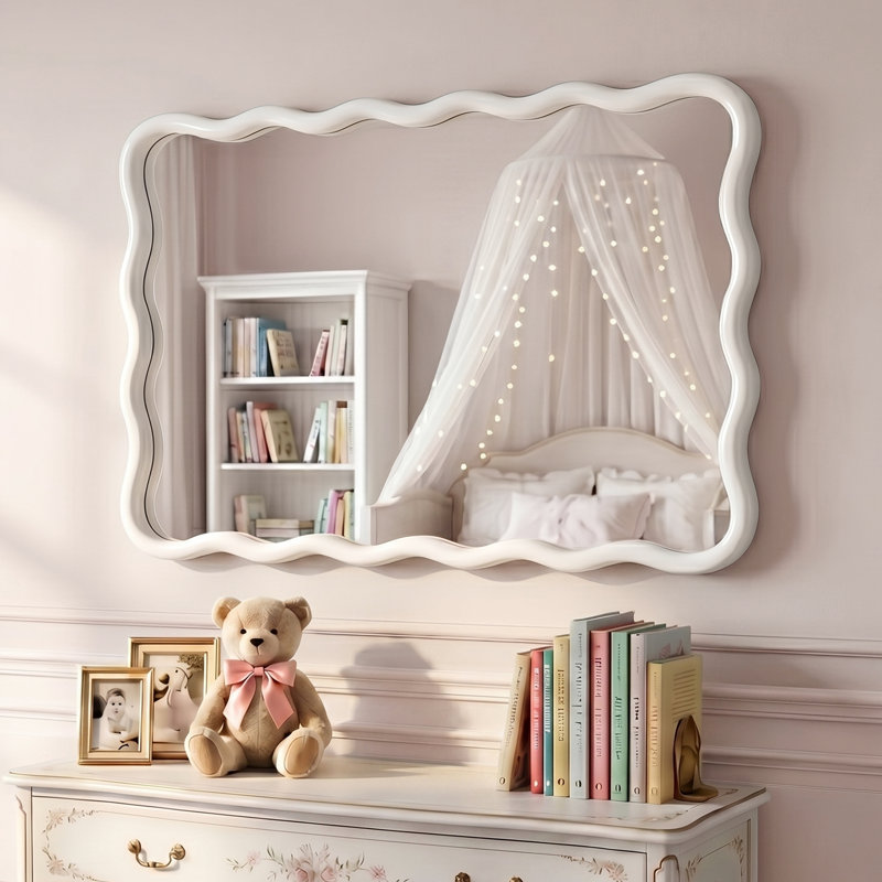 Castin Solid Wood Flat Wall Mirror, 36" x 24", White