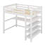 Lit mezzanine avec tablettes de rangement et bureau sous le lit-359492135