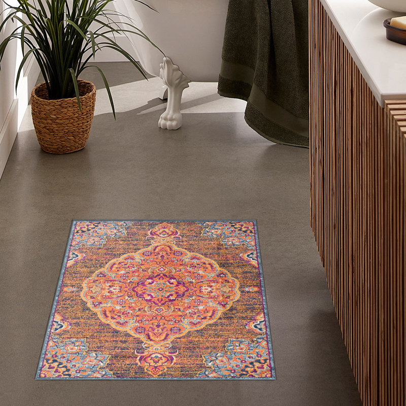 Tapis abstrait rouille Kymiere, Tapis de couloir : 2 pi 3 po x 5 pi