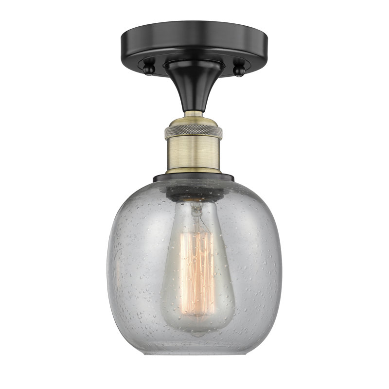 Plafonnier semi-encastré en verre Magréb, Laiton antique noir