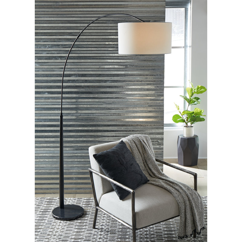 Veergate Black and White Contemporary Arc Floor Lamp