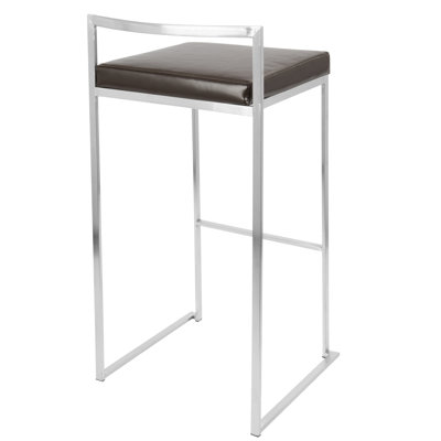 Set Of 3 Contemporary 26-Inch Gold Metal Counter Stools With White Faux Leather Upholstery | Gift Idea