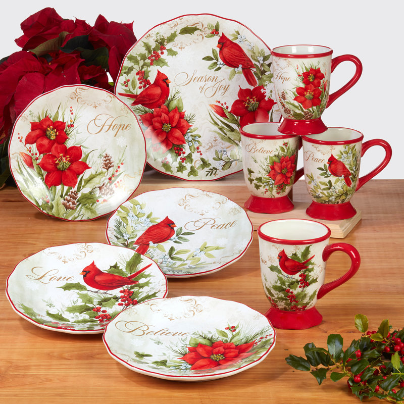 Winter's Medley Colorful Ceramic Rectangular Serving Platter