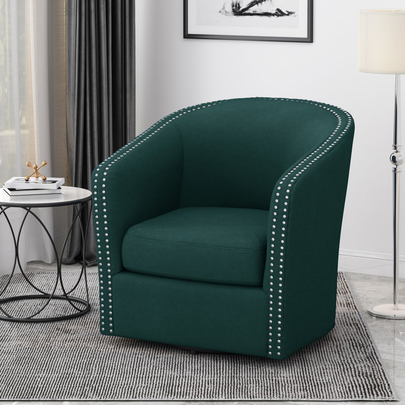 Fauteuil pivotant avec accoudoirs élégants en tissu de conception moderne et fabriqués à la main