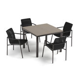 Orso & Travira 4 - Person Square 40" Long Powder Coated Aluminum Outdoor Dining Set