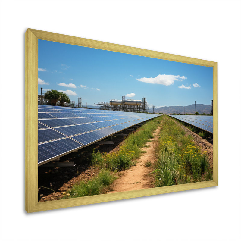 «Solar Panels Renewable Energy I», reproduction sur toile, Cadre doré à une seule photo, H 12 po x l 20 po x P 1 po
