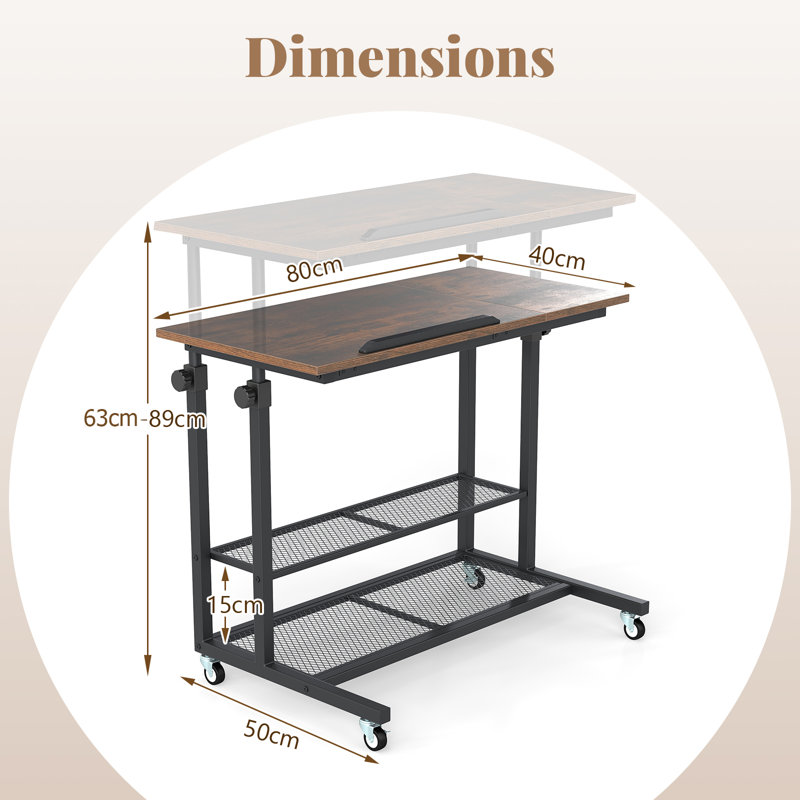 Metal Base Computer Desk, Brown/Black