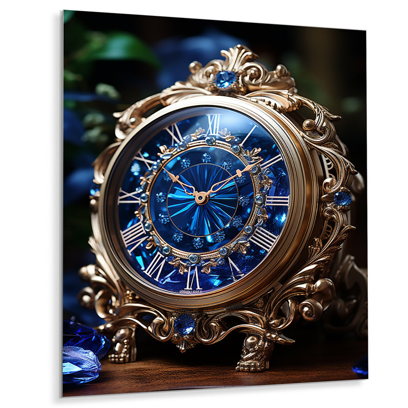 Horloge opulente, horloge II - reproduction d'art en métal, H 40 po x l 30 po