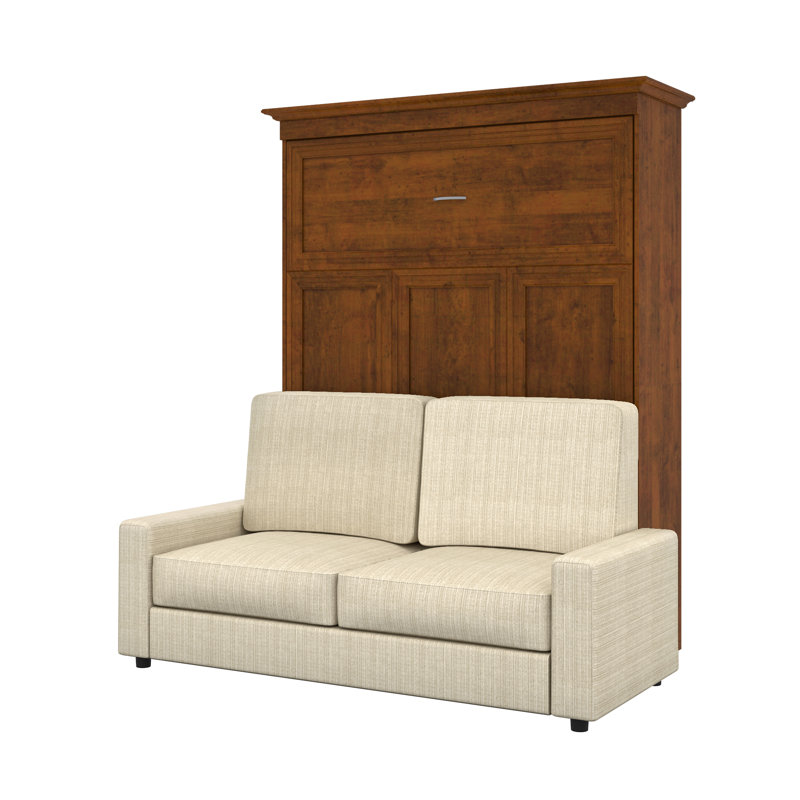 Alvaretta Upholstered Murphy Bed, White/Gray, Queen