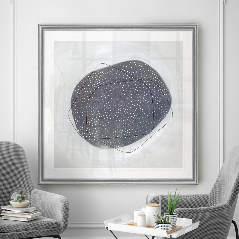 «Speckle I», peinture sur toile, Cadre argenté, H 22,5 po x l 22,5 po x P 1,5 po