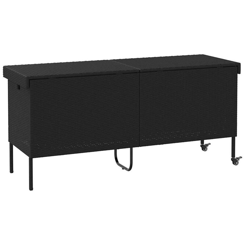 Boîte de rangement pour patio avec roulettes 63 po x 21,7 po x 29,5 po Vidaxl, Noir