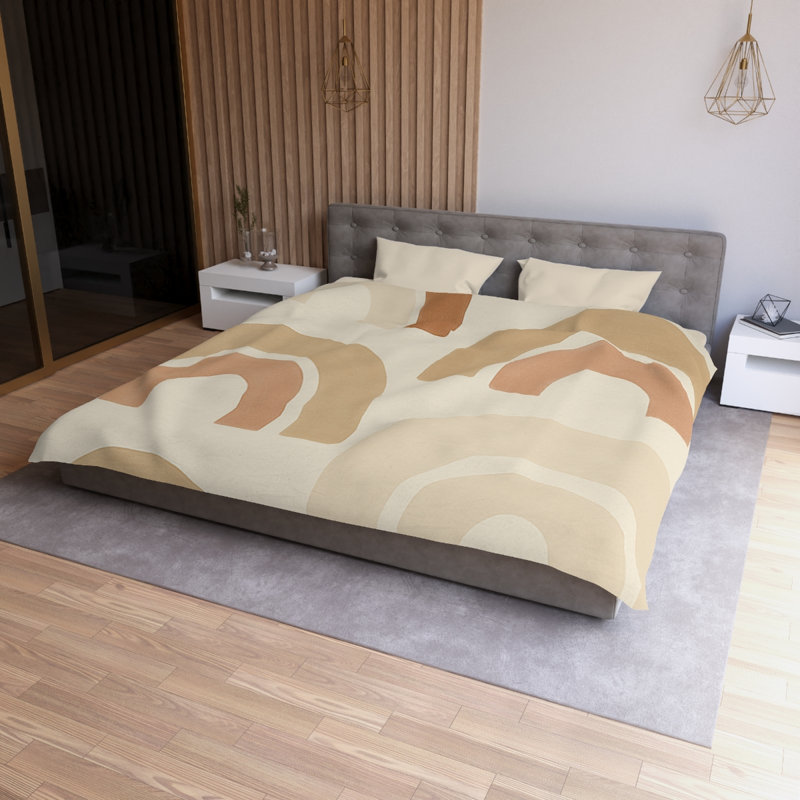 Microfiber Duvet Cover Boho Style, Design 50, Cream, King Duvet Cover