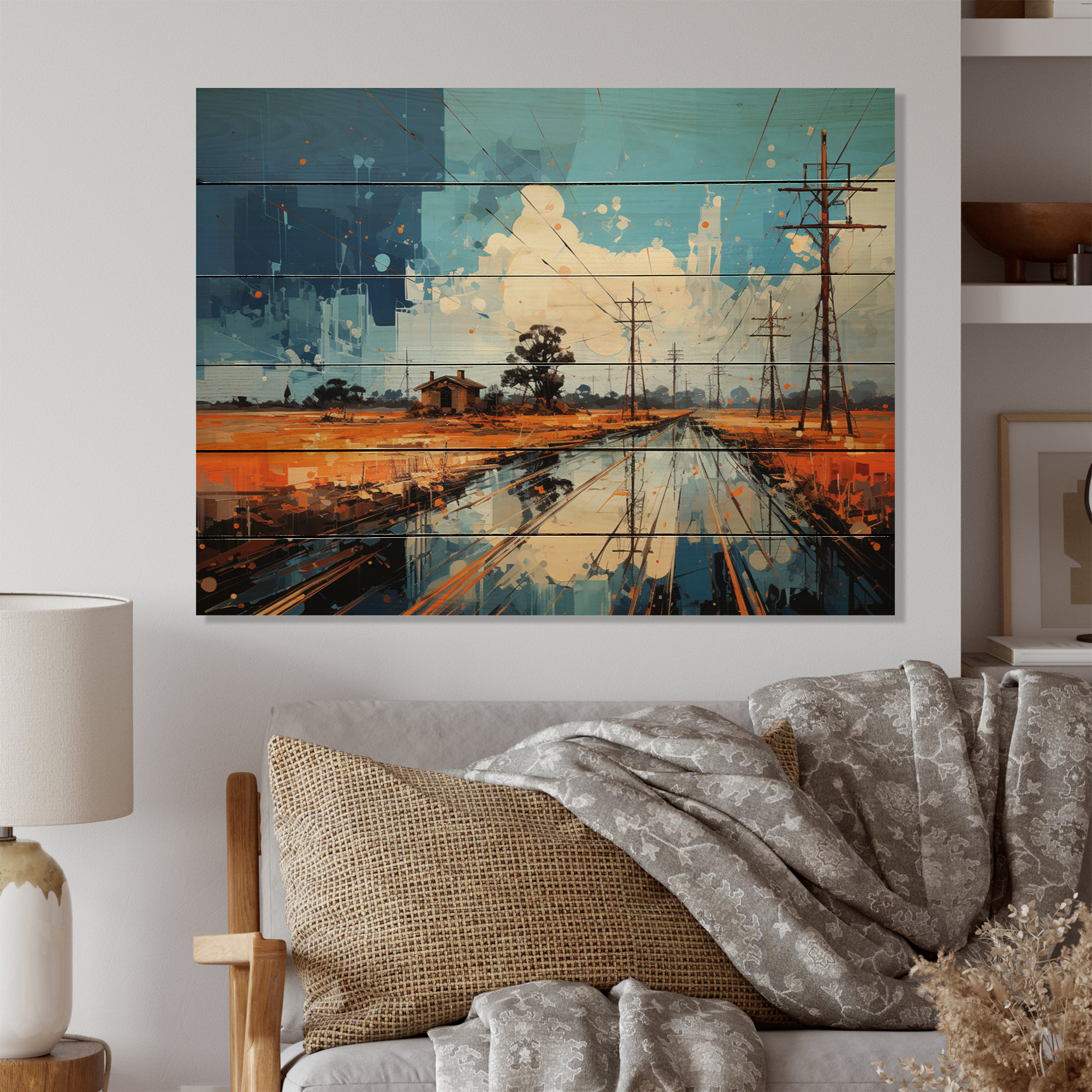 Red Barrel Studio Power Lines Electric Intersections II On Wood Print ...