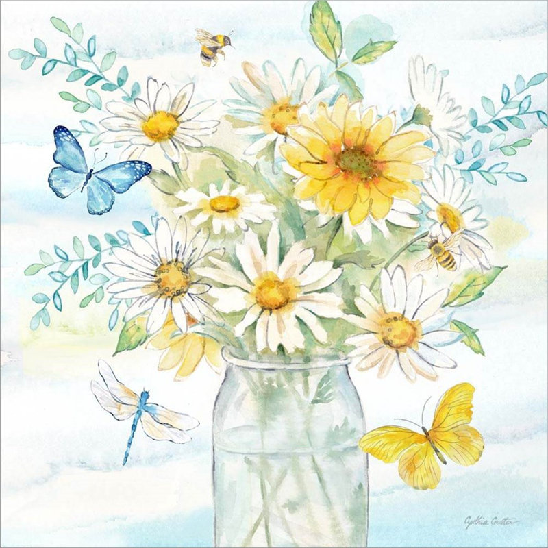 «Daisy Days II Clean» par Cynthia Coulter - peinture sur toile tendue