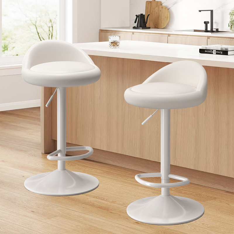 XUEGW - Ensemble de 4 tabourets de bar pivotants en similicuir à hauteur de dossier réglable en hauteur, blanc, White