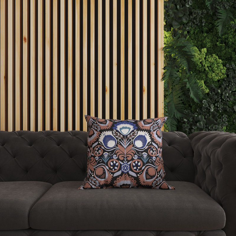 Oreiller fantaisiste avec housse amovible, Orange / Noir / Bleu, H 16 po x l 16 po