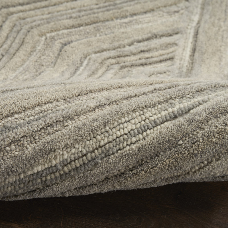 Ebern Designs Atyana Grey Modern Indoor Wool Rug, Rectangle 5'3" x 7'3"